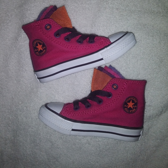 Converse | Chuck Taylor Pink & Purple High Top Sneaker Girls Toddler alSize 5 - Picture 1 of 6
